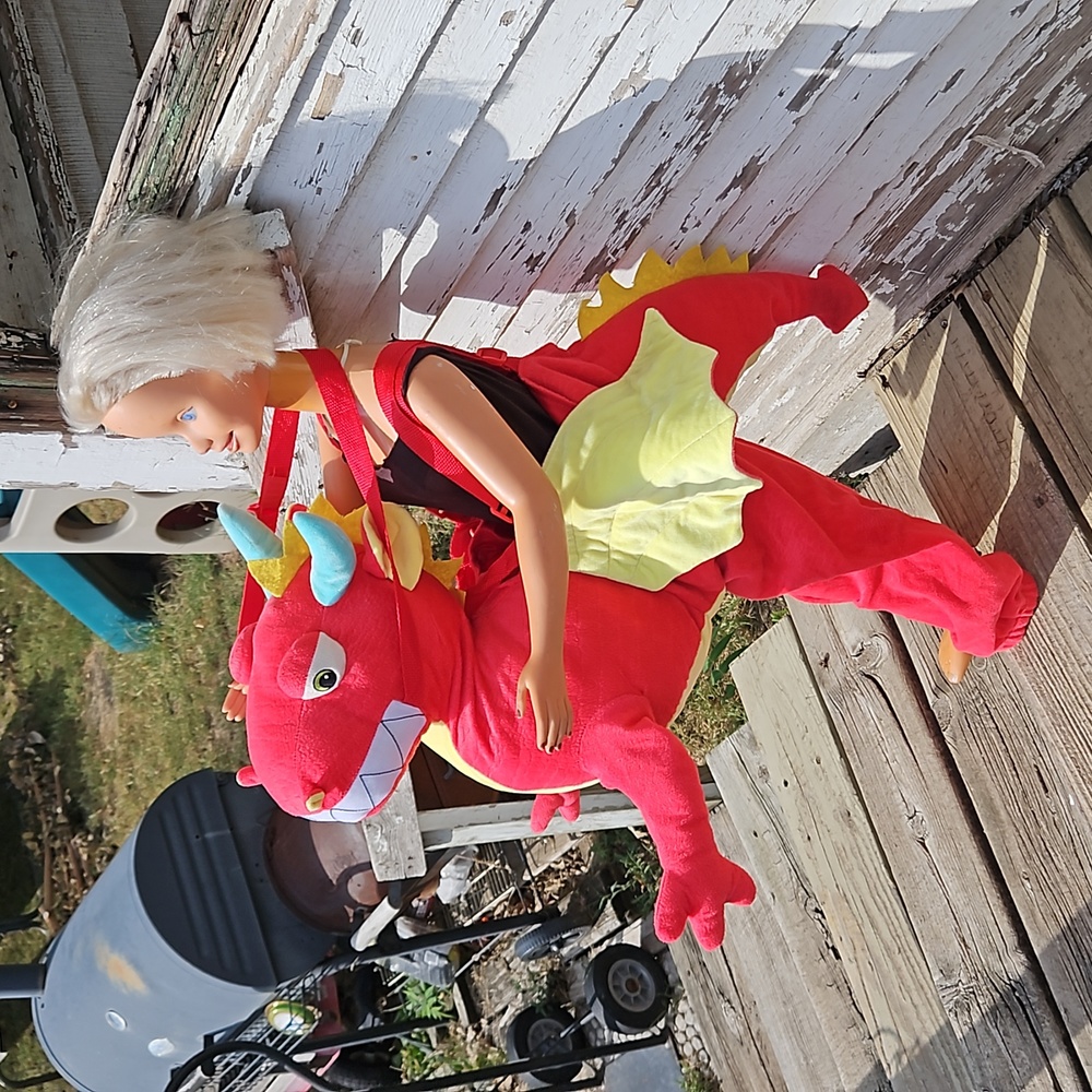 Hyde and EEK Boutique Toddler Dragon Rider Plush Halloween Costume Red Dress - Picture 4 of 7